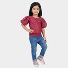 Girls Pink Round Neck Regular T-Shirt, गुलाबी, small