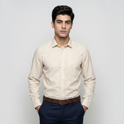 Men's Beige Formal Shirt