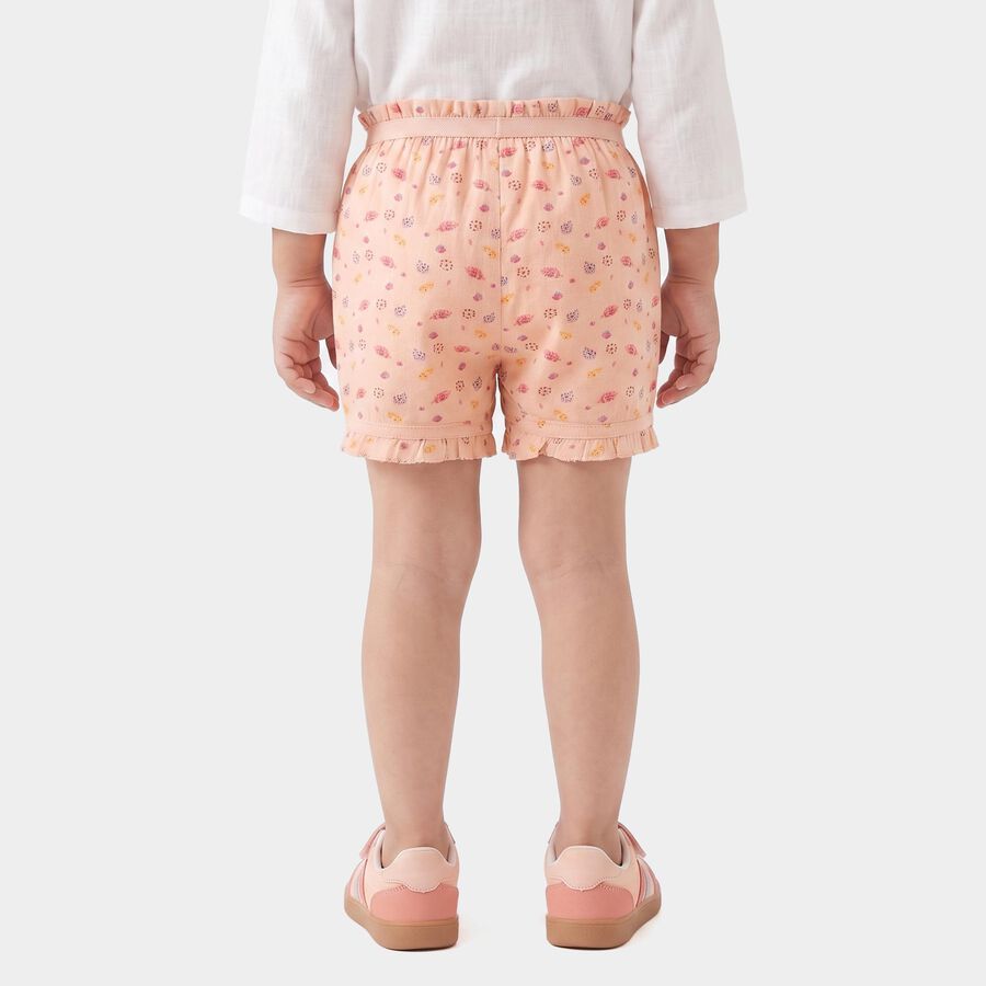 Girls Peach Regular Fit Floral Printed Bloomer, पीच, large