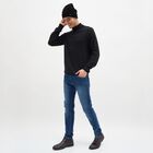 Men's Jet Black Knitted Winter Cap, Black, small image number null
