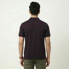 Men's Wine Cotton Polo Neck Casual T-Shirt, वाइन, small