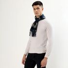 Men's Navy Blue and Grey Checkered Muffler, Light Grey, small image number null