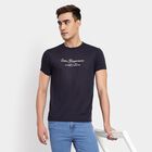 Men's Round Neck Half Sleeves T-Shirt, नेवी ब्लू, small