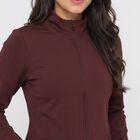 Women's Wine High Neck Windbreaker Jacket, Wine, small