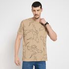 Men's 100% Cotton Round Neck Half Sleeves T-Shirt , Beige, small