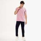 Men's Bright Pink Polo Collar Preppy T-Shirt, गुलाबी, small image number null