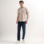 Men's 100% Cotton Regular Collar Casual Shirt, Beige, small image number null