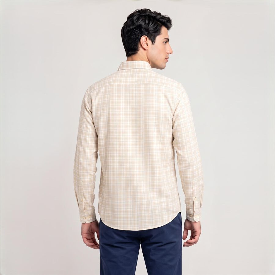 Men's Yellow Cotton Long Sleeve Spread Collar Shirt, Yellow, large