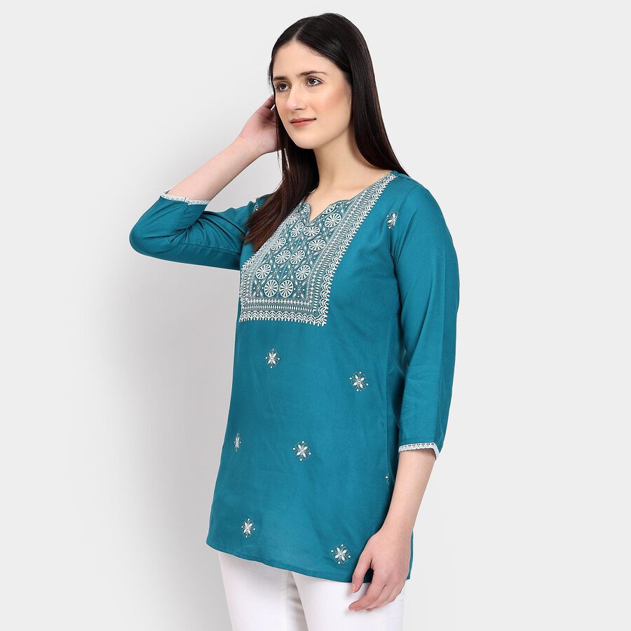 Ladies' Kurti , मध्यम नीला, large image number null