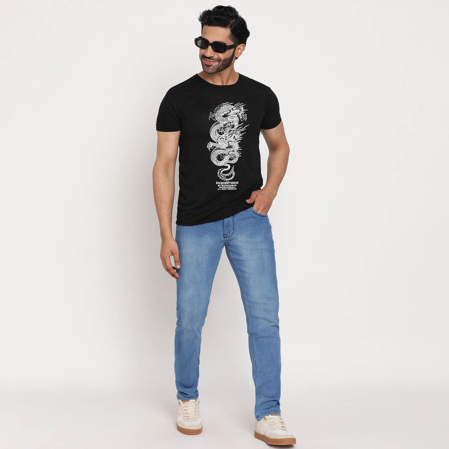 Round Neck T-Shirt, Black, large image number null