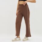 Women's Chocolate Brown Relaxed Fit Side-Piped Track Pants, Brown, small image number null