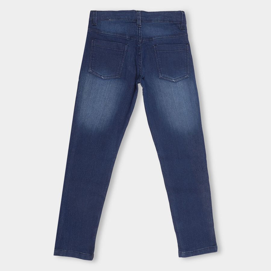 Boys' Stonewashed Blue Regular Fit Jeans, गहरा नीला, large image number null