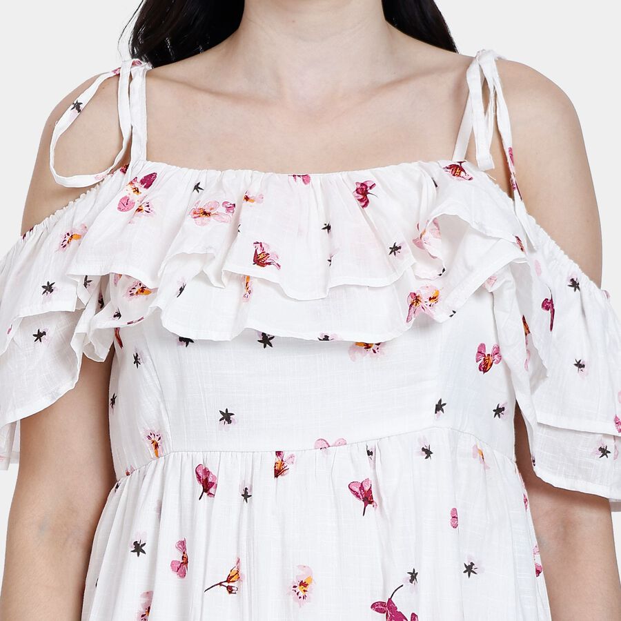 Ladies' 100% Cotton Dress, Off White, large image number null