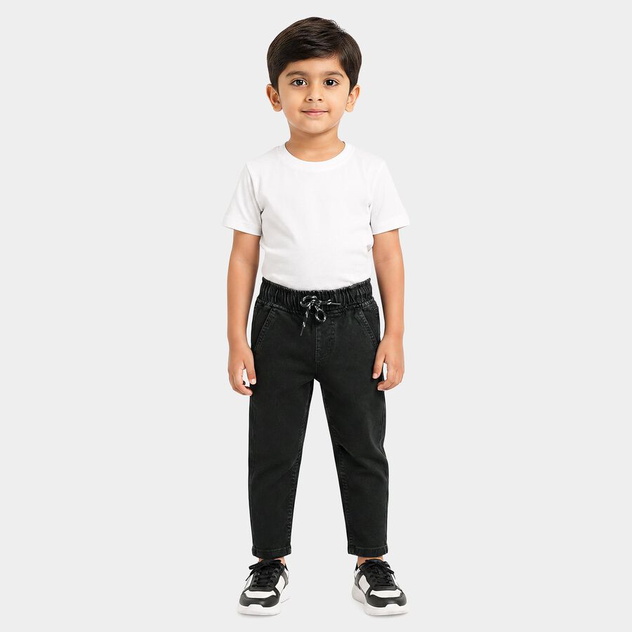 Boys Olive Straight Fit Washed Jeans, ओलिव, large