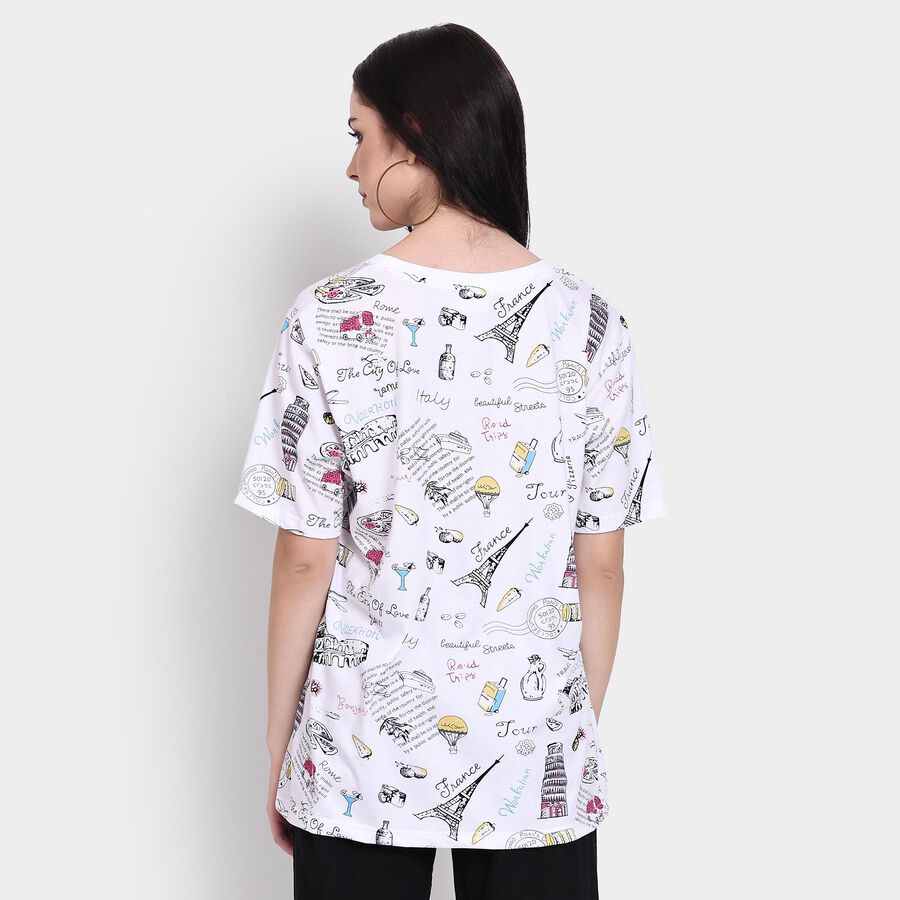 Ladies' 100% Cotton Round Neck T-Shirt, सफ़ेद, large