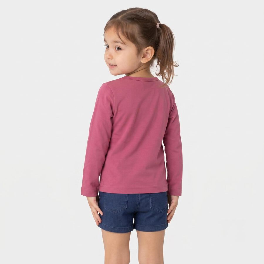 Girls Pink Round Neck Regular Top, Pink, large