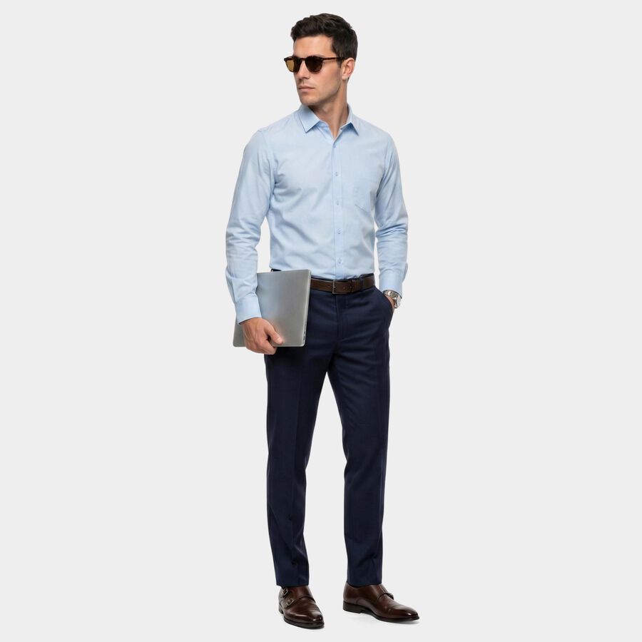 Men's Light Blue Regular Fit Formal Shirt, Light Blue, large