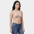 Women's Brown V-Neck Padded Wire-Free T-Shirt Bra, Brown, small