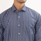 Men's Deep Midnight Navy Blue Button Down Slim Fit Formal Shirt, Navy Blue, small image number null