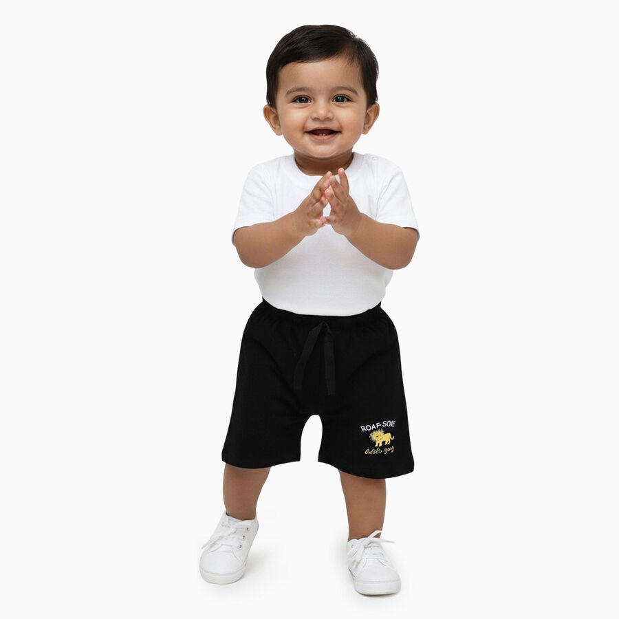Infants' Half Pant, काला, large image number null