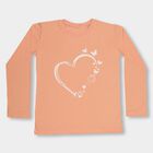 Girls' Soft Peach Round Neck Casual Full Sleeve Top, Peach, small image number null