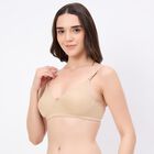 Women's Beige Cotton V-Neck Padded Bra, Beige, small