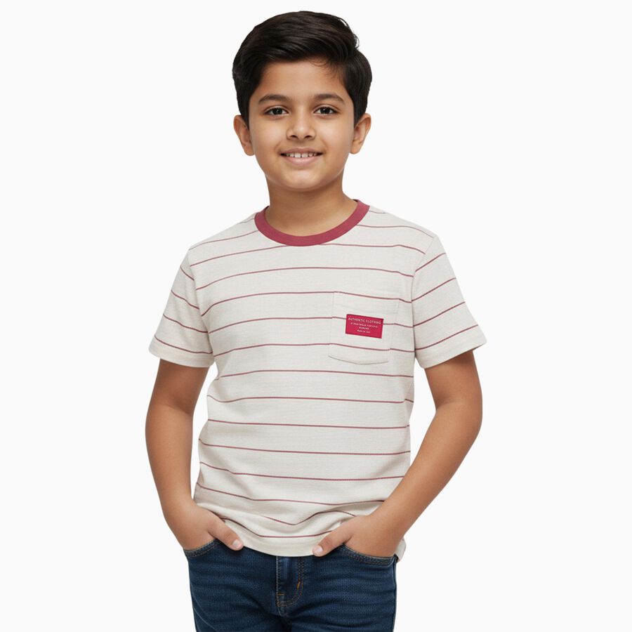 Boys' Half Sleeves T-Shirt, गुलाबी, large image number null
