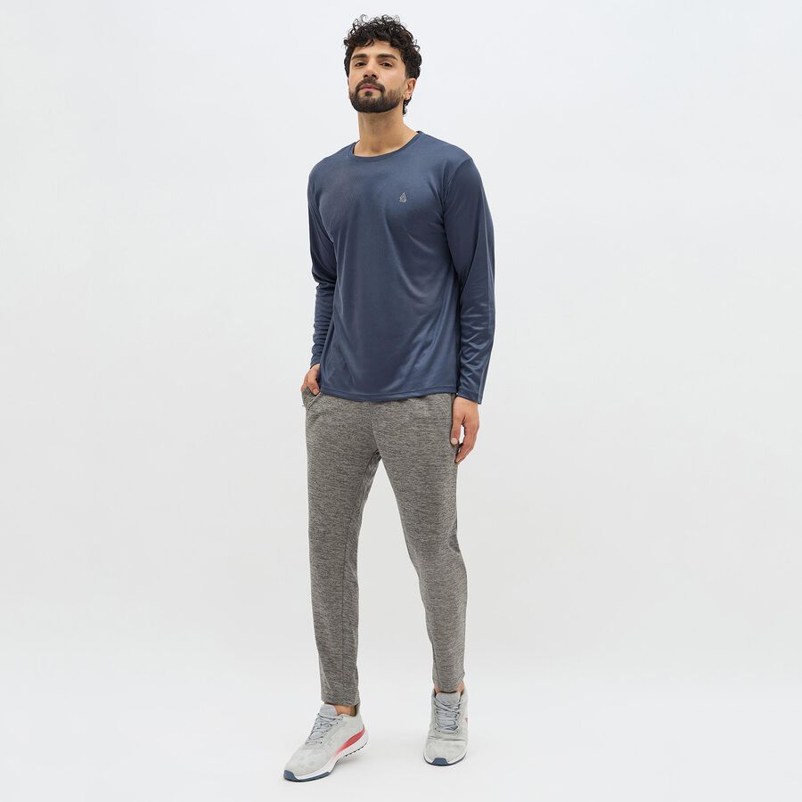 Men's Muted Ash Grey Slim Fit Logo Detail Track Pants, Dark Grey, large image number null