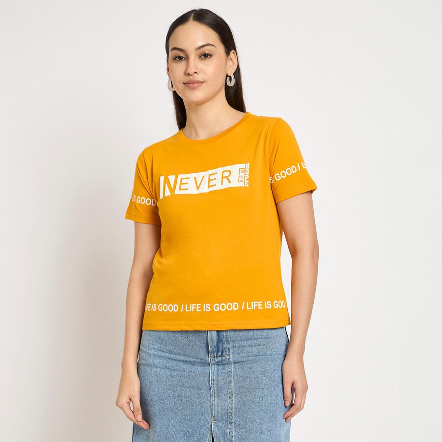 Ladies' Round Neck T-Shirt, Mustard, large image number null