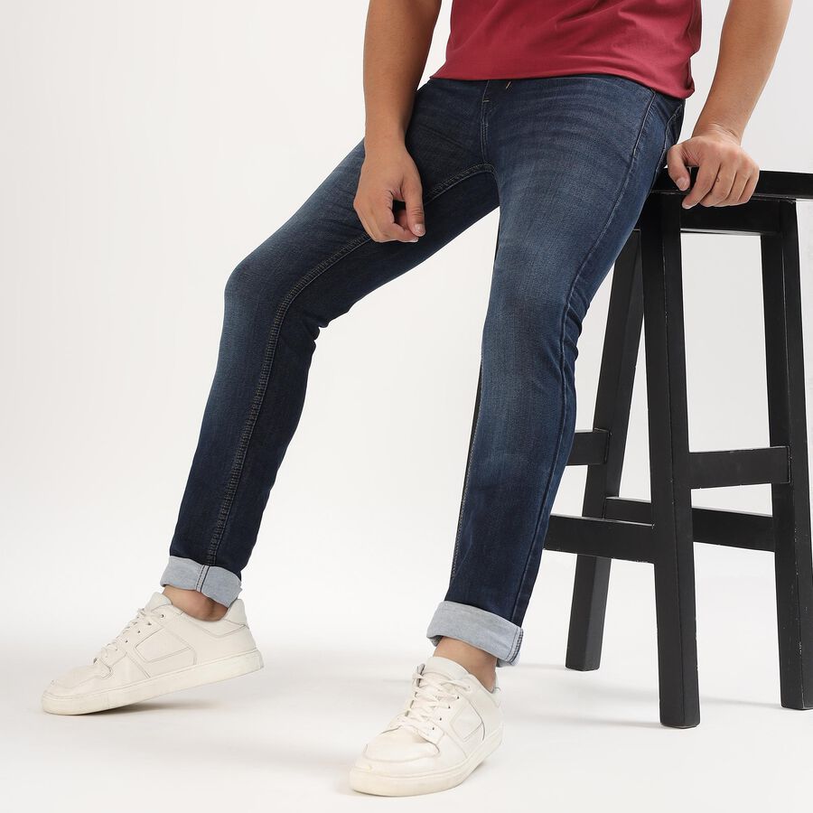 Men's Dark Blue Skinny Fit Stretchable Jeans, Dark Blue, large image number null