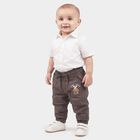 Infants Dark Grey Regular Fit Embroidered Jogger Trousers, गहरा ग्रे, small