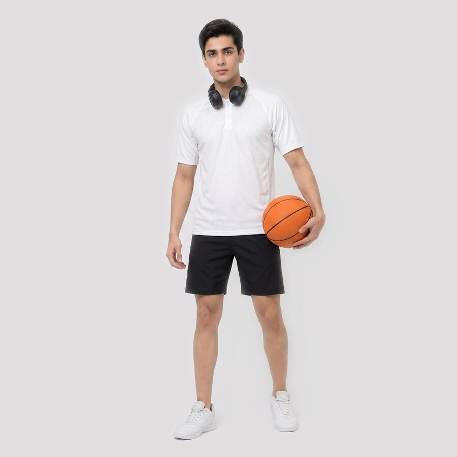 Men's White Henley Neck Henley Drifit T-Shirt, Off White, large