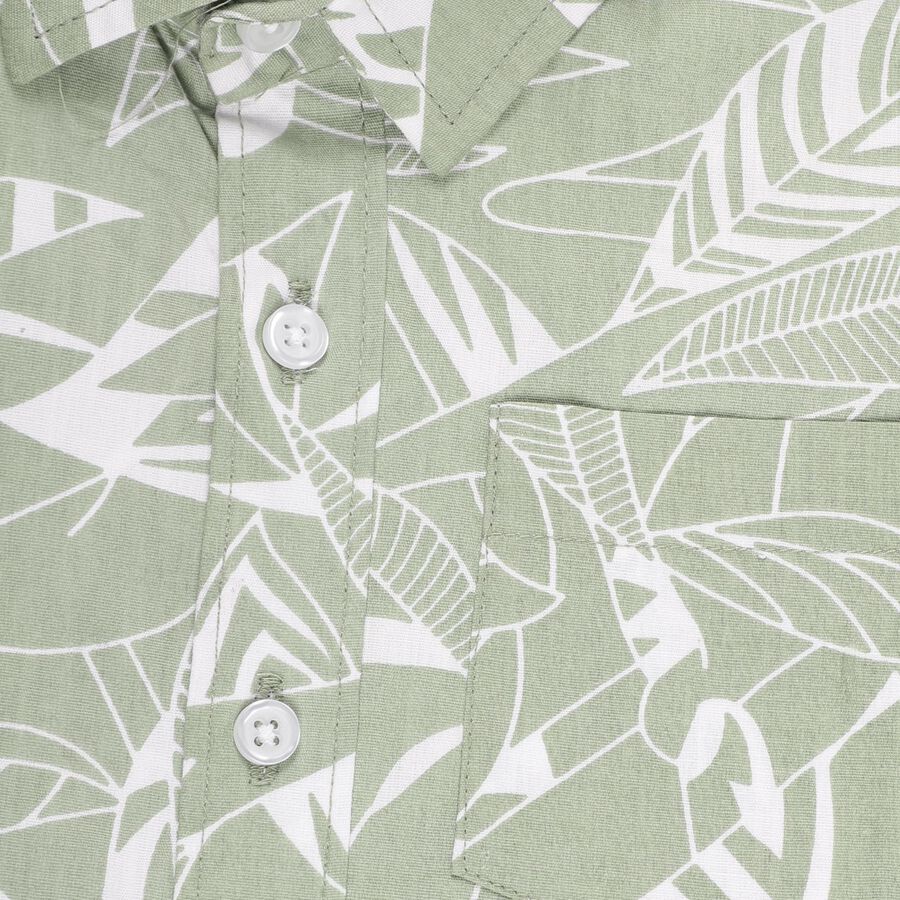 Boys Light Sage Green Cotton Classic Casual Shirt, हल्का हरा, large image number null