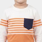 Boys' Brown 100% Cotton Round Neck Striped Baba Suit, Brown, small