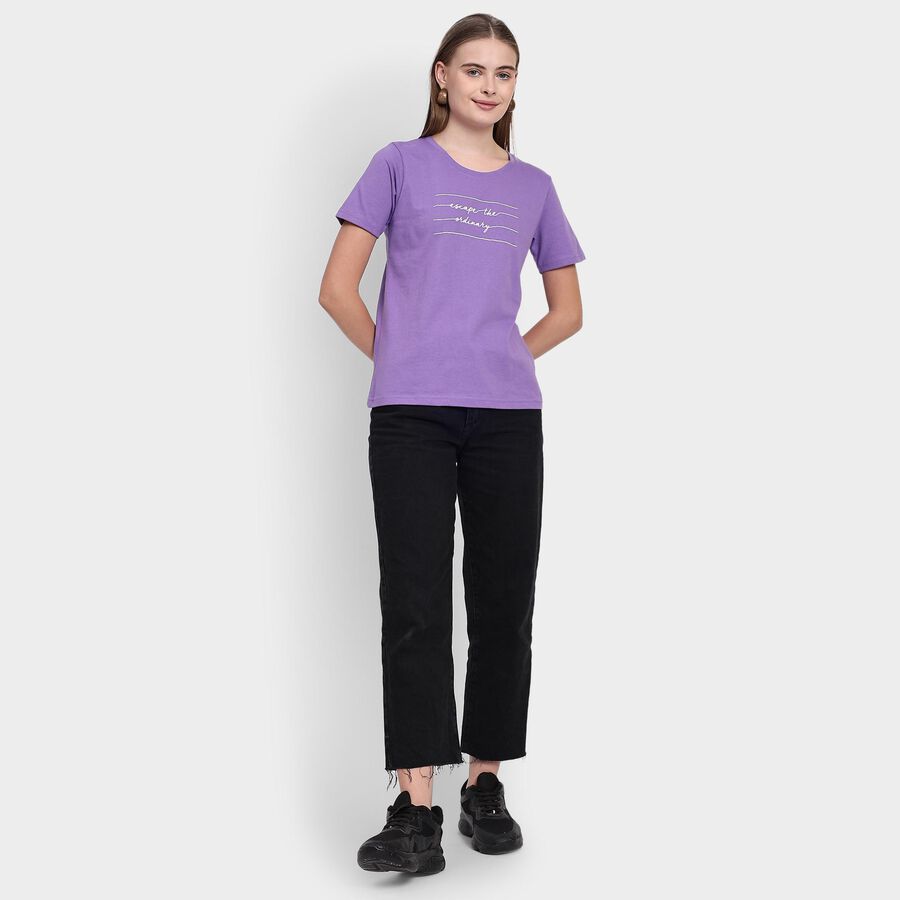 Ladies' Round Neck T-Shirt , बैंगनी, large image number null