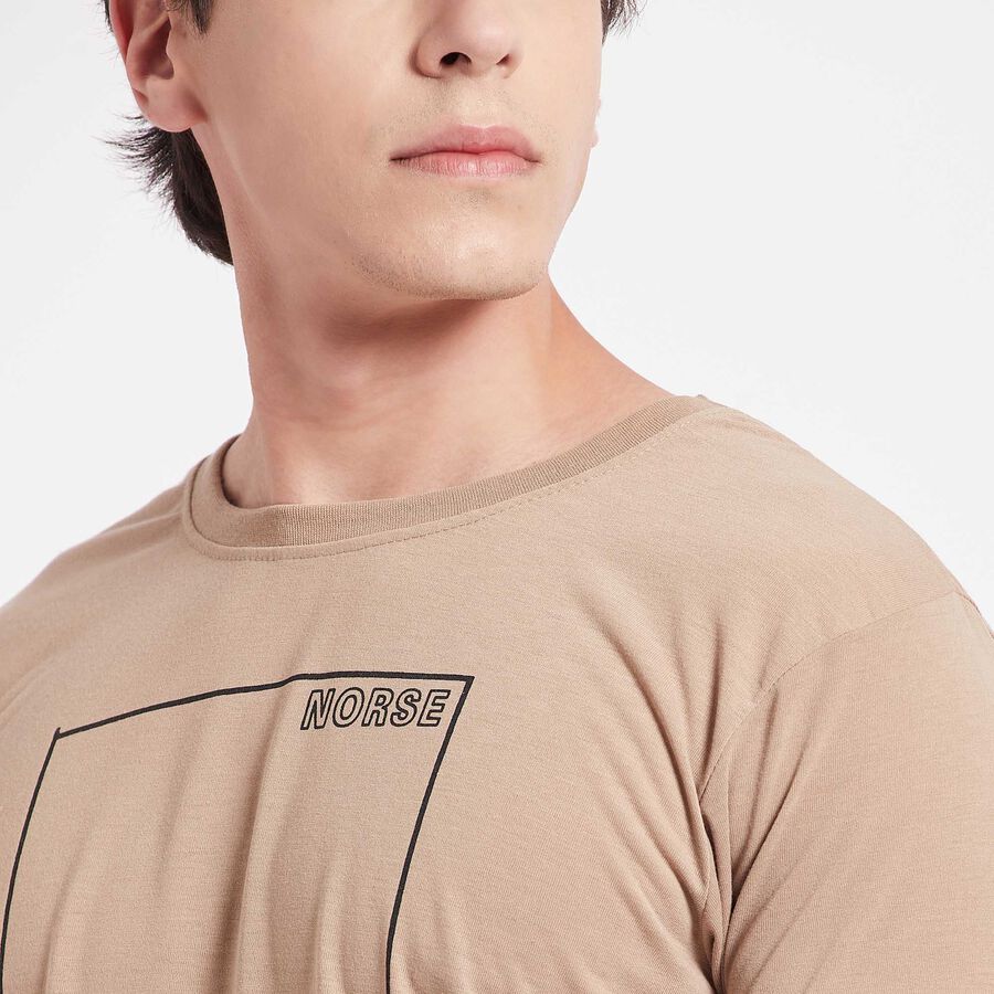 Round Neck T-Shirt, Beige, large image number null