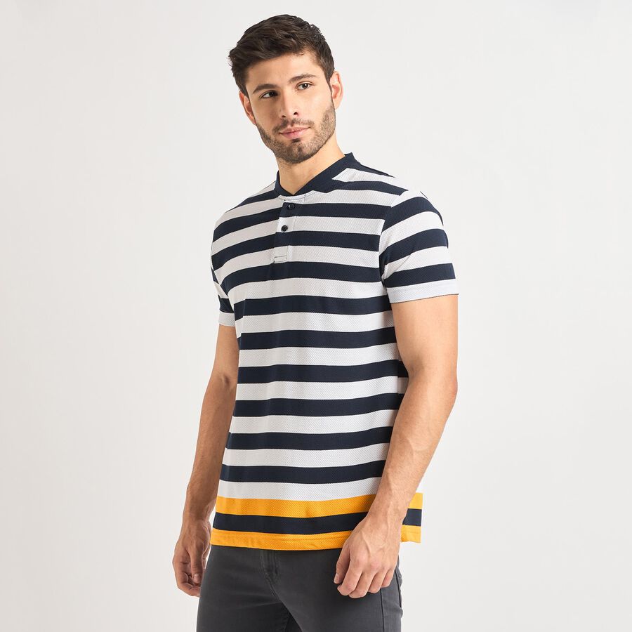 Men's Henley Half Sleeves T-Shirt , नेवी ब्लू, large image number null