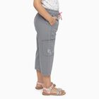 Girls' Muted Grey Relaxed Fit Embroidered Cropped Jeans, हल्का ग्रे, small image number null