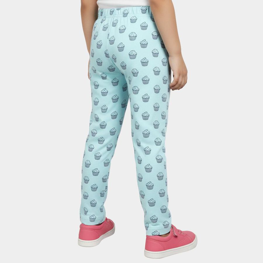 Girls' Light Aqua Blue Cupcake Printed Cotton Blend Pyjama, Light Green, large image number null
