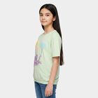 Girls' Mint Green Cotton Round Neck Regular T-Shirt, हल्का हरा, small
