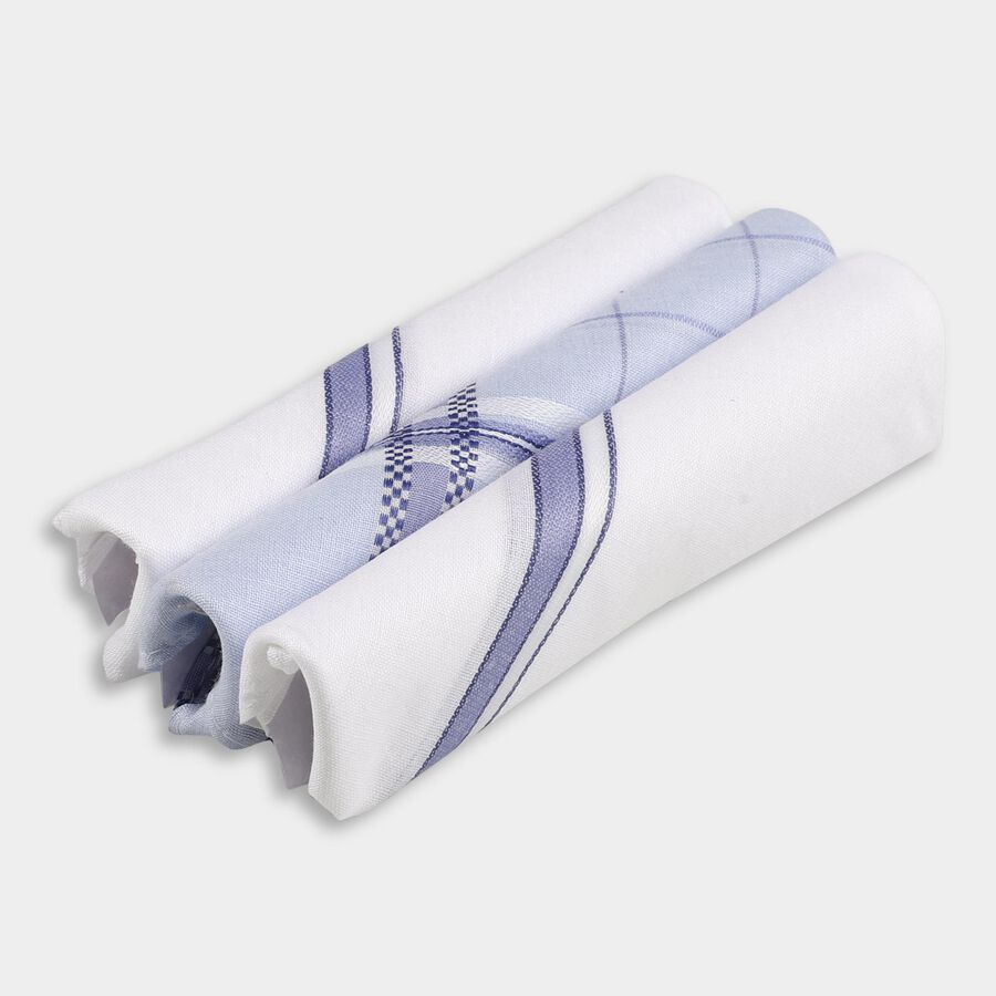 Men's White and Light Blue Handkerchief Classic Hanky, हल्का नीला, large image number null