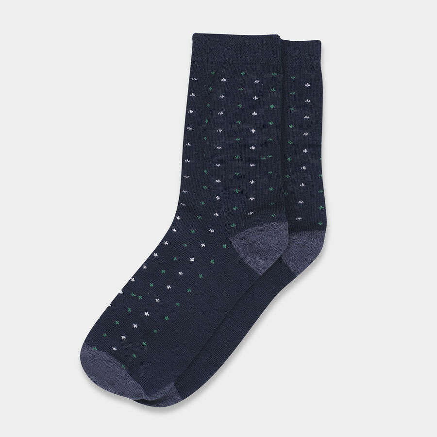 Cotton Spandex Stripes Socks, Navy Blue, large image number null