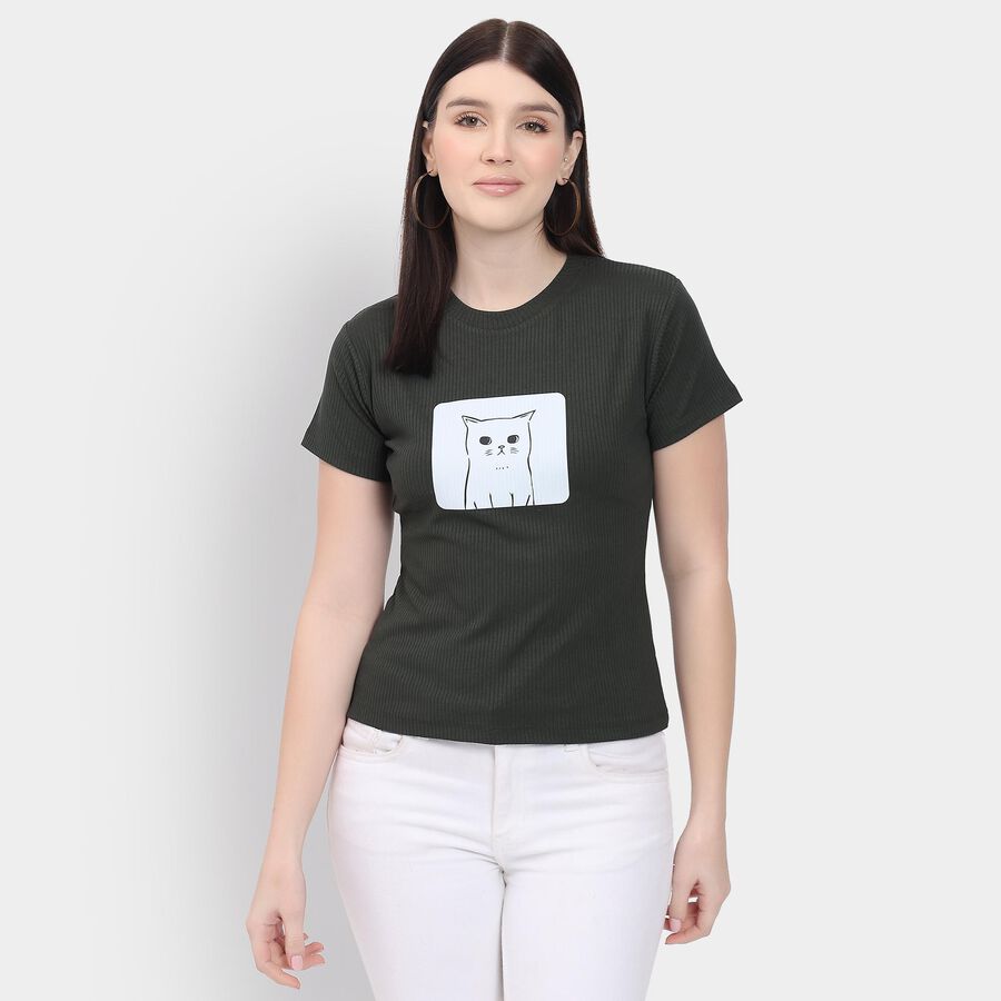 Ladies'  Crop  Top, Olive, large
