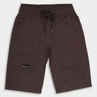 Boys' Deep Chocolate Brown Relaxed Fit Cotton Jamaican Shorts, हल्का ग्रे, small image number null
