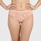 Women's Peach Mid-Rise Floral Print Brief Panty, पीच, small