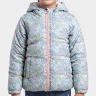 Girls' Light Blue Hooded Puffer Jacket, Light Blue, small