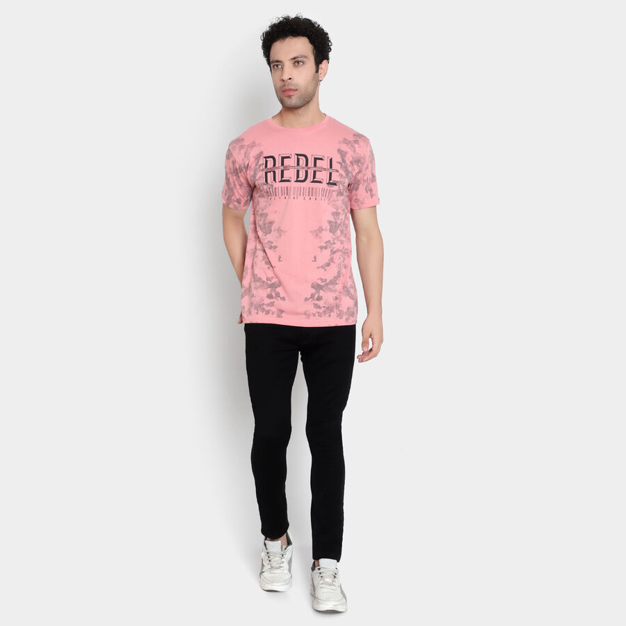 Printed Round Neck T-Shirt, Peach, large image number null