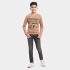 Boys Brown Crew Neck Regular T-Shirt, Brown, small