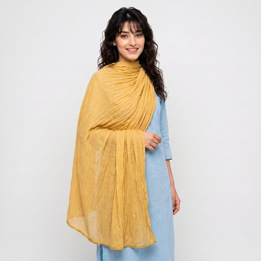 Women's Khaki Solid Dupatta, खाकी, large
