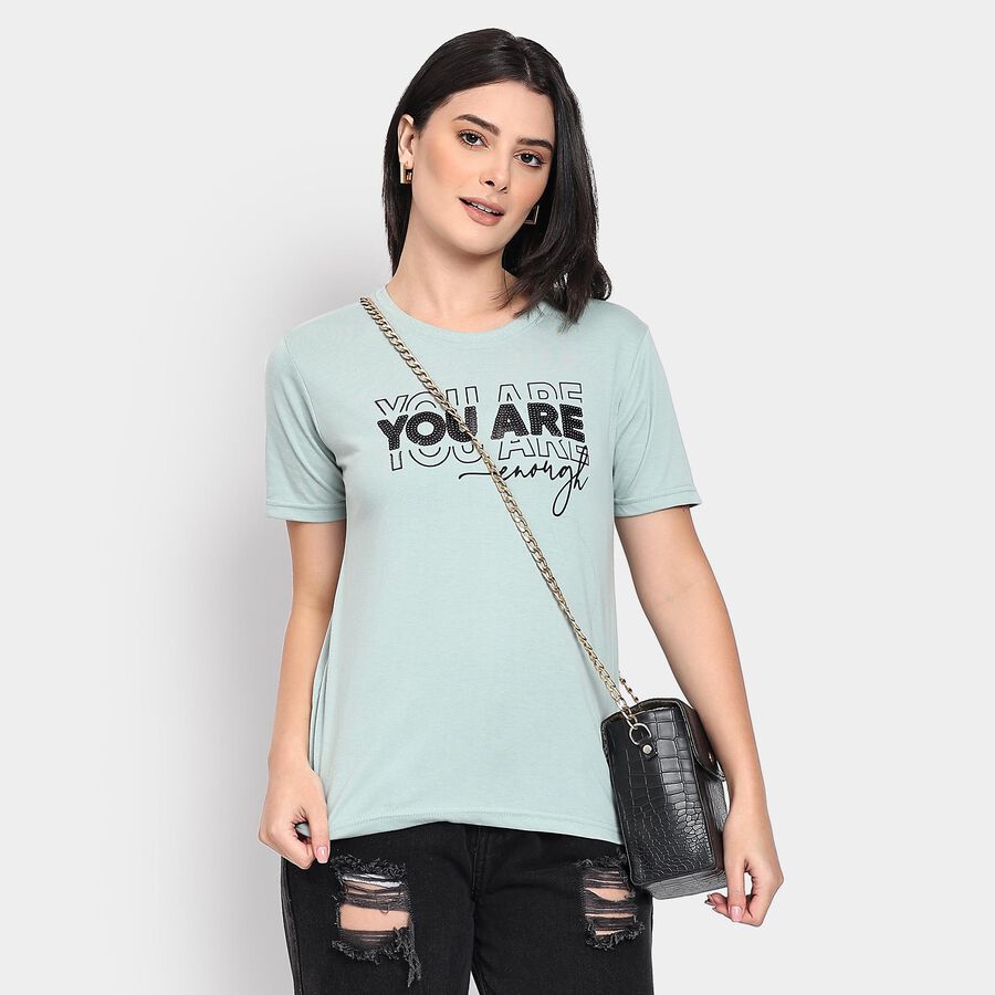 Ladies' Round Neck T-Shirt, Light Green, large